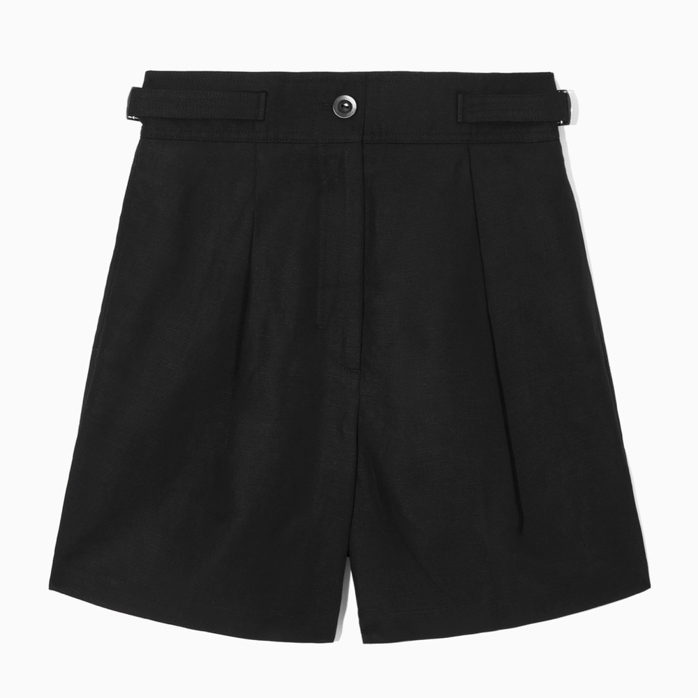 COS | Pleated Utility Shorts | Black | Size 8